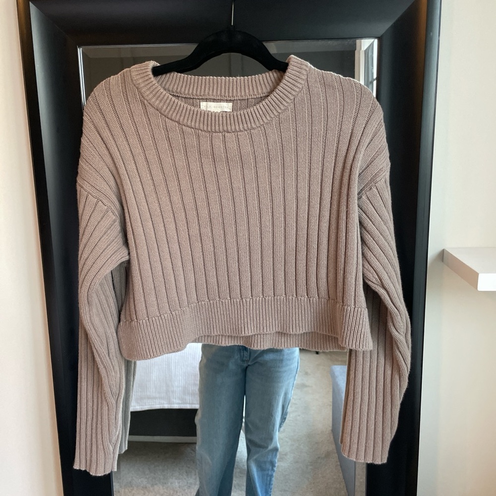 LA Hearts Tan Cropped Sweater